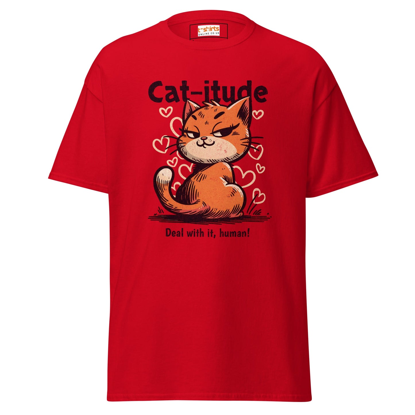 Cat - itude T-Shirt | Feline Women's Tee - Red - T-Shirts Online