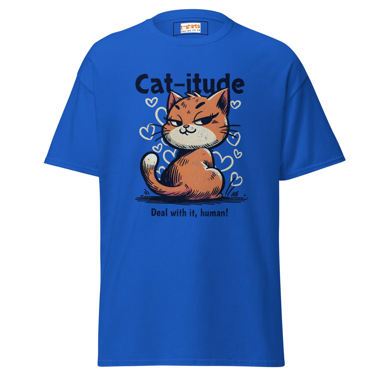 Cat - itude T-Shirt | Feline Women's Tee - Royal - T-Shirts Online
