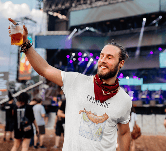 Catatonic T-Shirt – Funny Cocktail Cat Tee - Red - T-Shirts Online