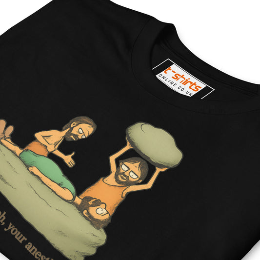Caveman Comedy T-Shirt | Prehistoric Anesthesiologist Tee - Black - T-Shirts Online