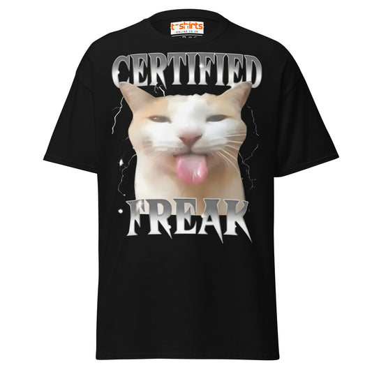 Certified Freak Cat T-Shirt | Funny Meme Tee - Black - T-Shirts Online