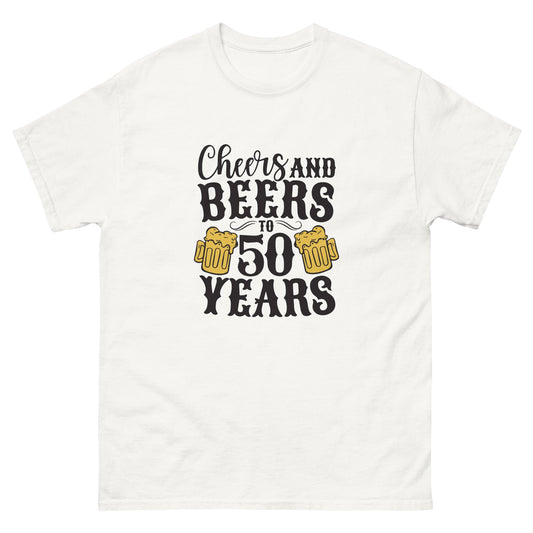 Cheers & Beers | 50th Birthday T-Shirt - White - T-Shirts Online
