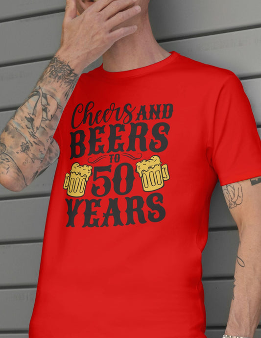 Cheers & Beers | 50th Birthday T-Shirt - Cardinal - T-Shirts Online