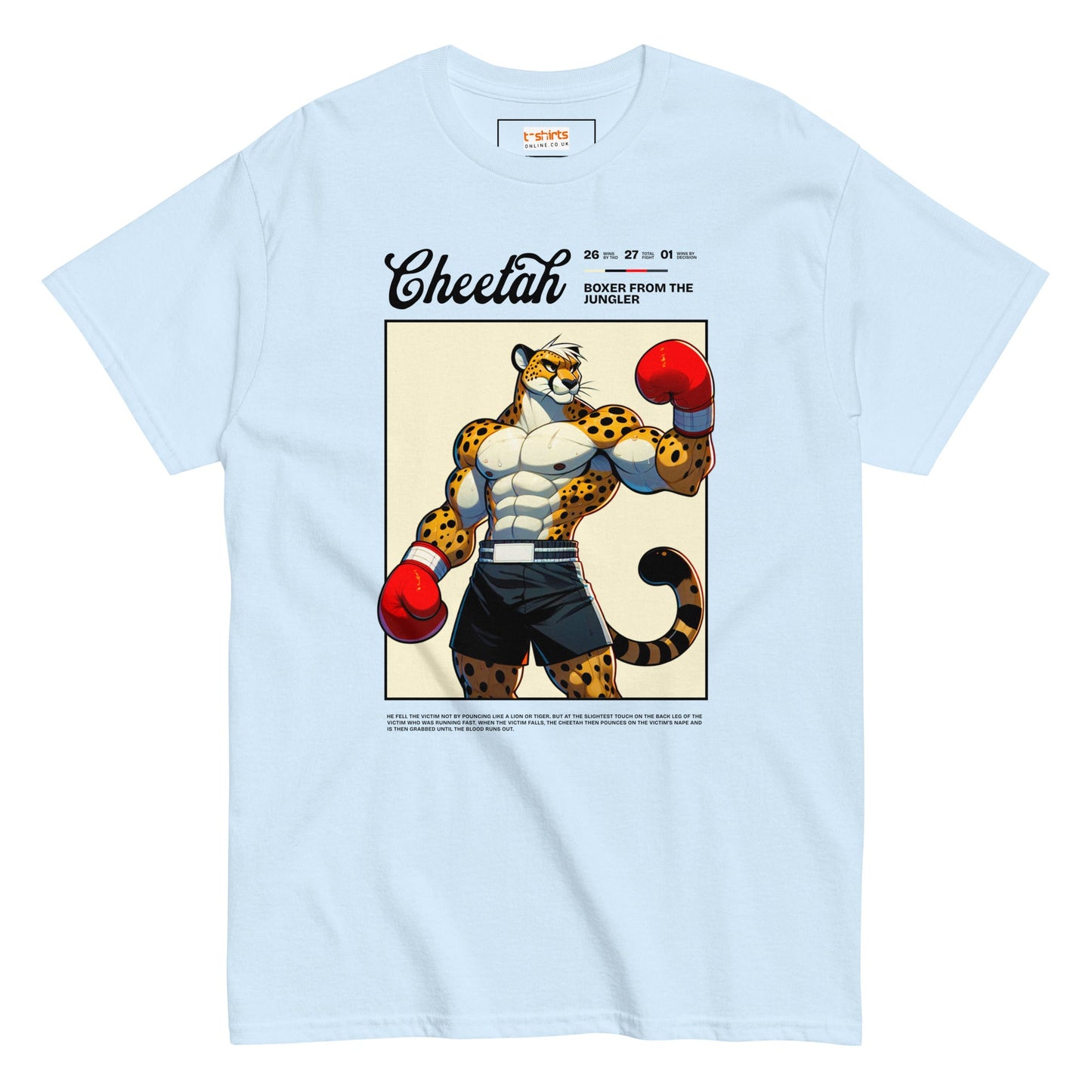 Cheetah Boxer T-Shirt - Light Blue - T-Shirts Online