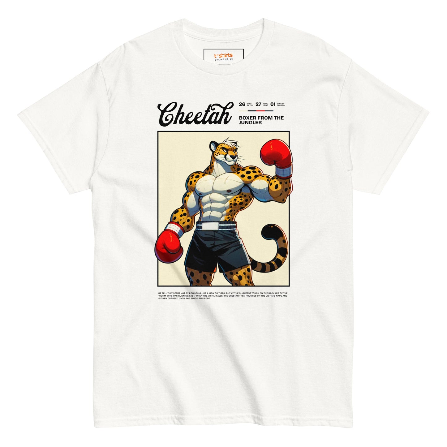 Cheetah Boxer T-Shirt - White - T-Shirts Online