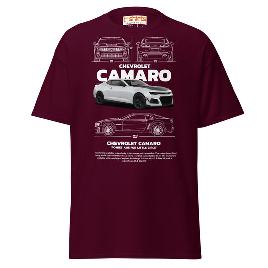 Chevrolet Camaro T-Shirt | American Muscle Car Tee - Maroon - T-Shirts Online