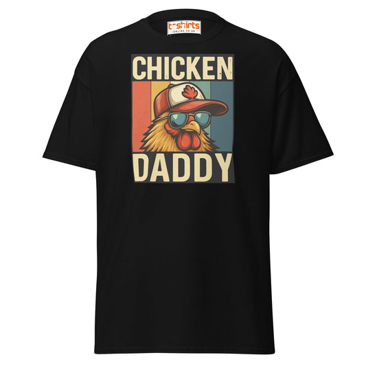 Chicken Daddy Retro Funny Graphic T-Shirt - Black - T-Shirts Online