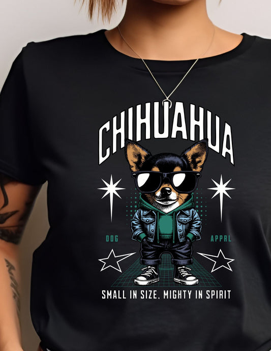 Chihuahua T-Shirt | Small and Mighty T-Shirt - Black - T-Shirts Online