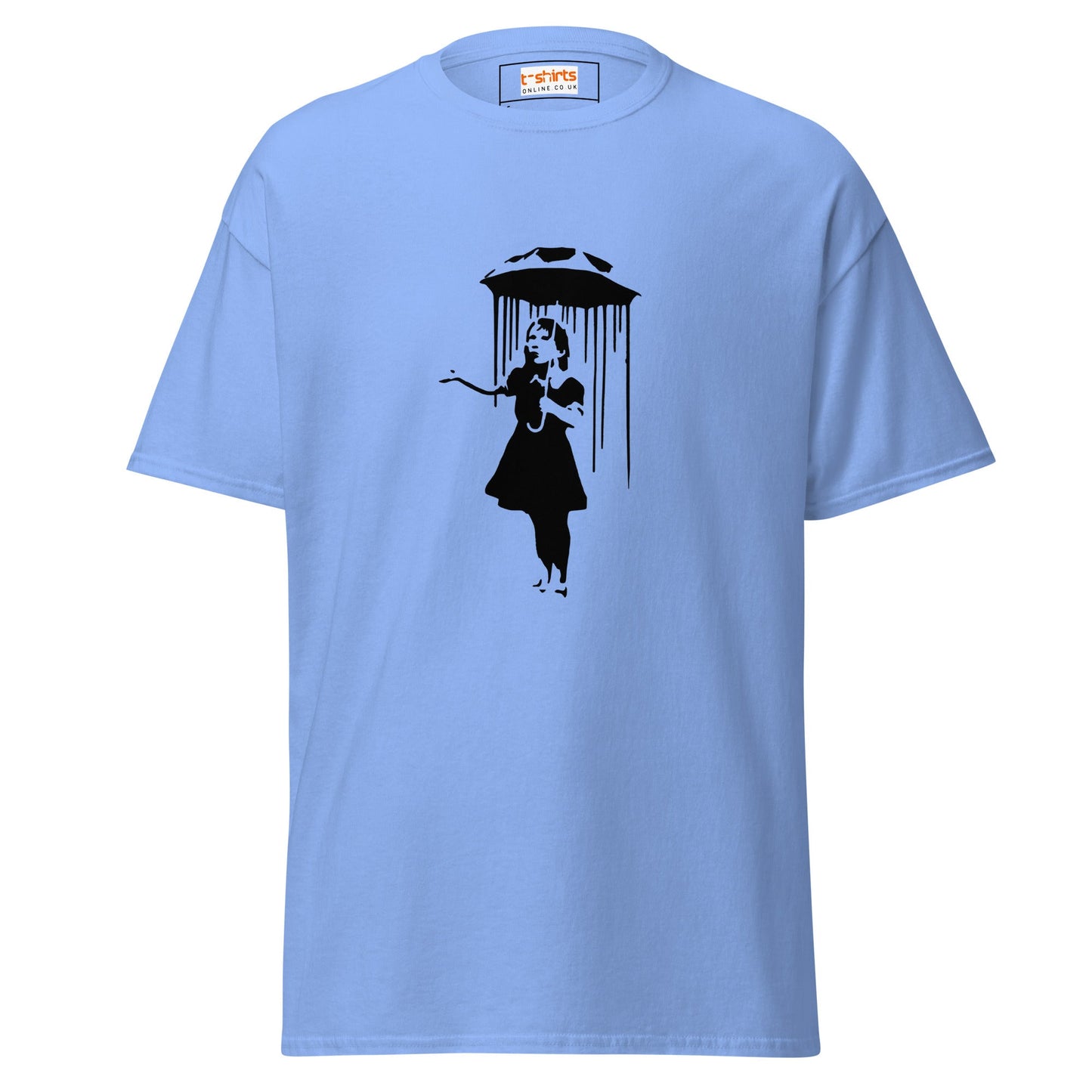 Child with Umbrella | Banksy Inspired T-Shirt - Carolina Blue - T-Shirts Online