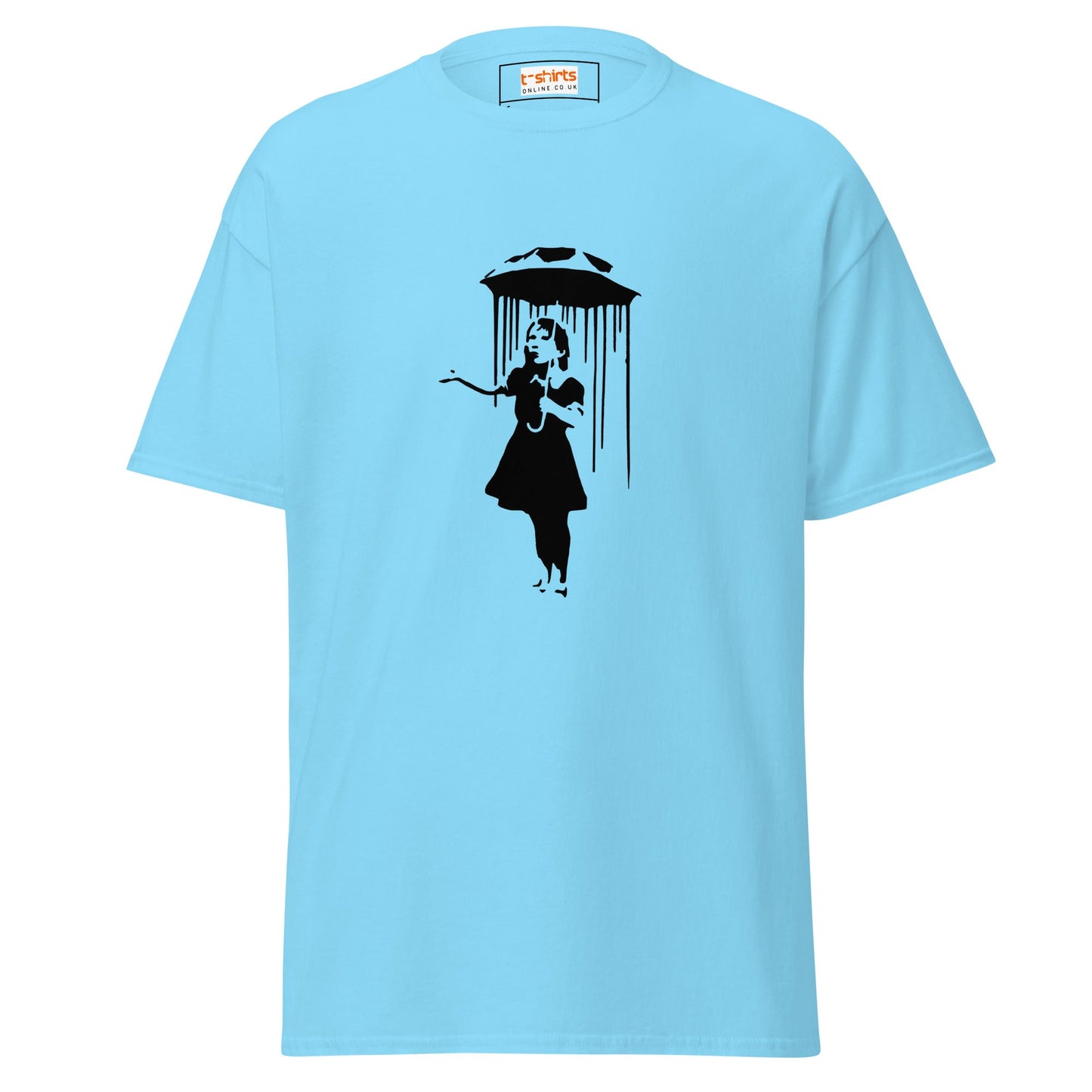 Child with Umbrella | Banksy Inspired T-Shirt - Sky - T-Shirts Online