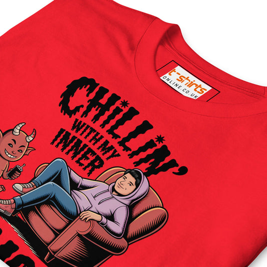 Chillin' with my Inner Demon T-Shirt - Red - T-Shirts Online