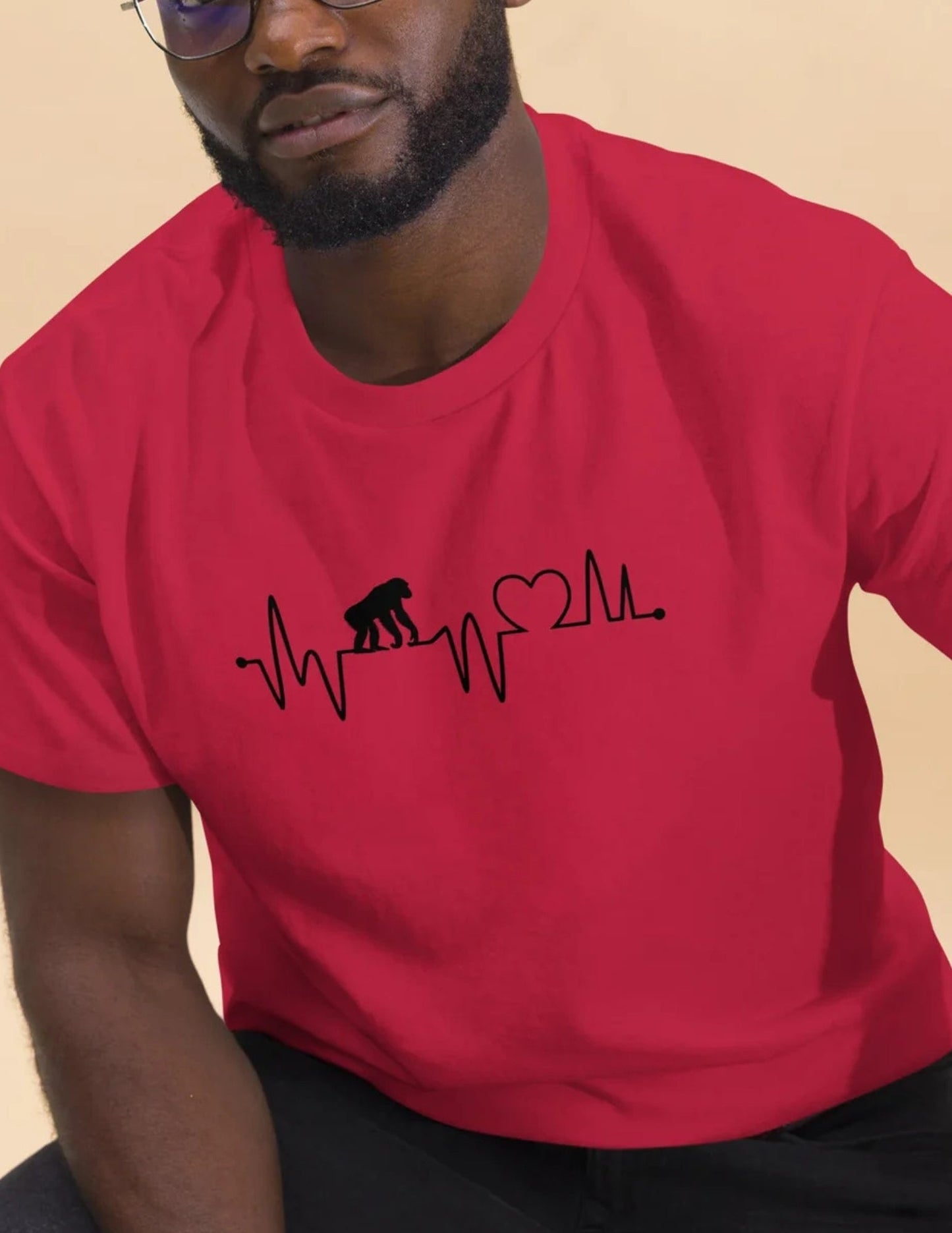 Chimp Heartbeat | Men's T-Shirt - Cardinal - T-Shirts Online