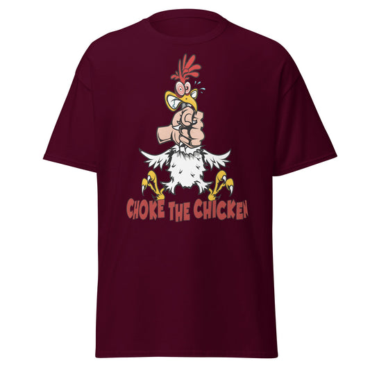 Choke The Chicken Funny Adult Humor T-Shirt - Maroon - T-Shirts Online