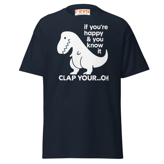 Clap Your... Oh T - Rex T-Shirt – Funny Dino Joke - Navy - T-Shirts Online