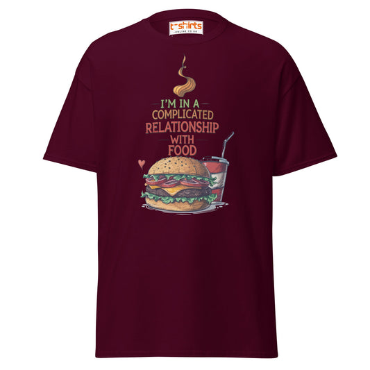 Complicated Relationship with Food T-Shirt - Maroon - T-Shirts Online