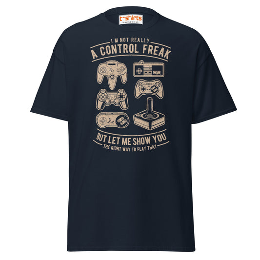 Control Freak Gamer T-Shirt – Retro Gaming Tee - Navy - T-Shirts Online