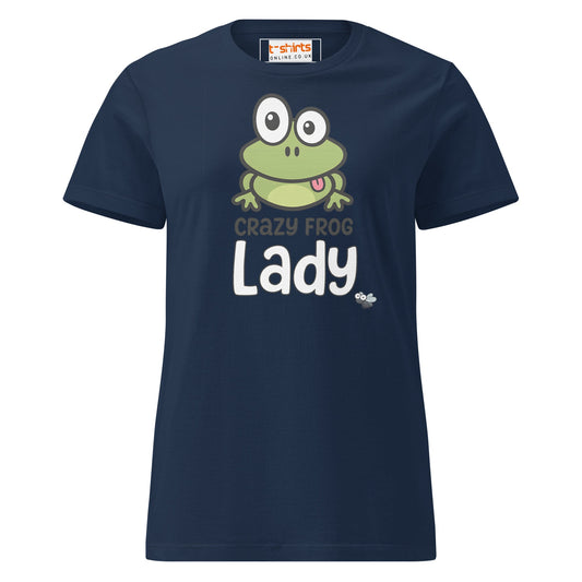 Crazy Frog Lady T-Shirt – Funny Cartoon Animal Tee - Navy - T-Shirts Online