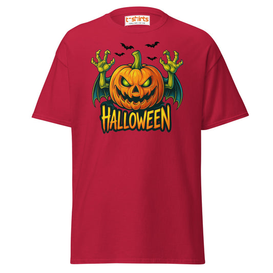 Creepy Pumpkin Halloween T-Shirt – Scary Jack - O’ - Lantern Tee - Cardinal - T-Shirts Online