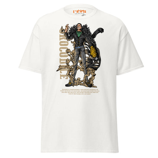 Crocodile T-Shirt | Desert King Anime Villain Tee - White - T-Shirts Online