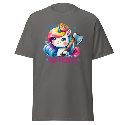 Cute But Psycho | Unicorn T-Shirt - Charcoal - T-Shirts Online