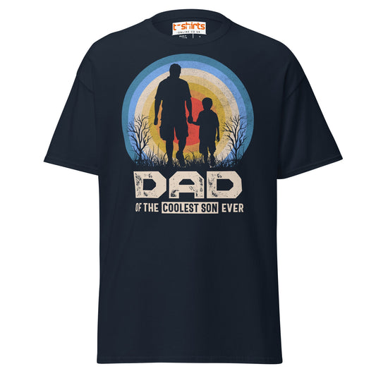 Dad of the Coolest Son Ever Retro T-Shirt - Navy - T-Shirts Online