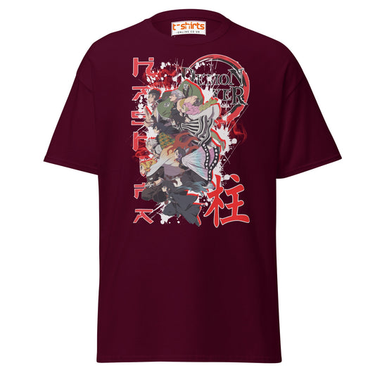 Demon Slayer Hashira Anime Graphic T-Shirt - Maroon - T-Shirts Online