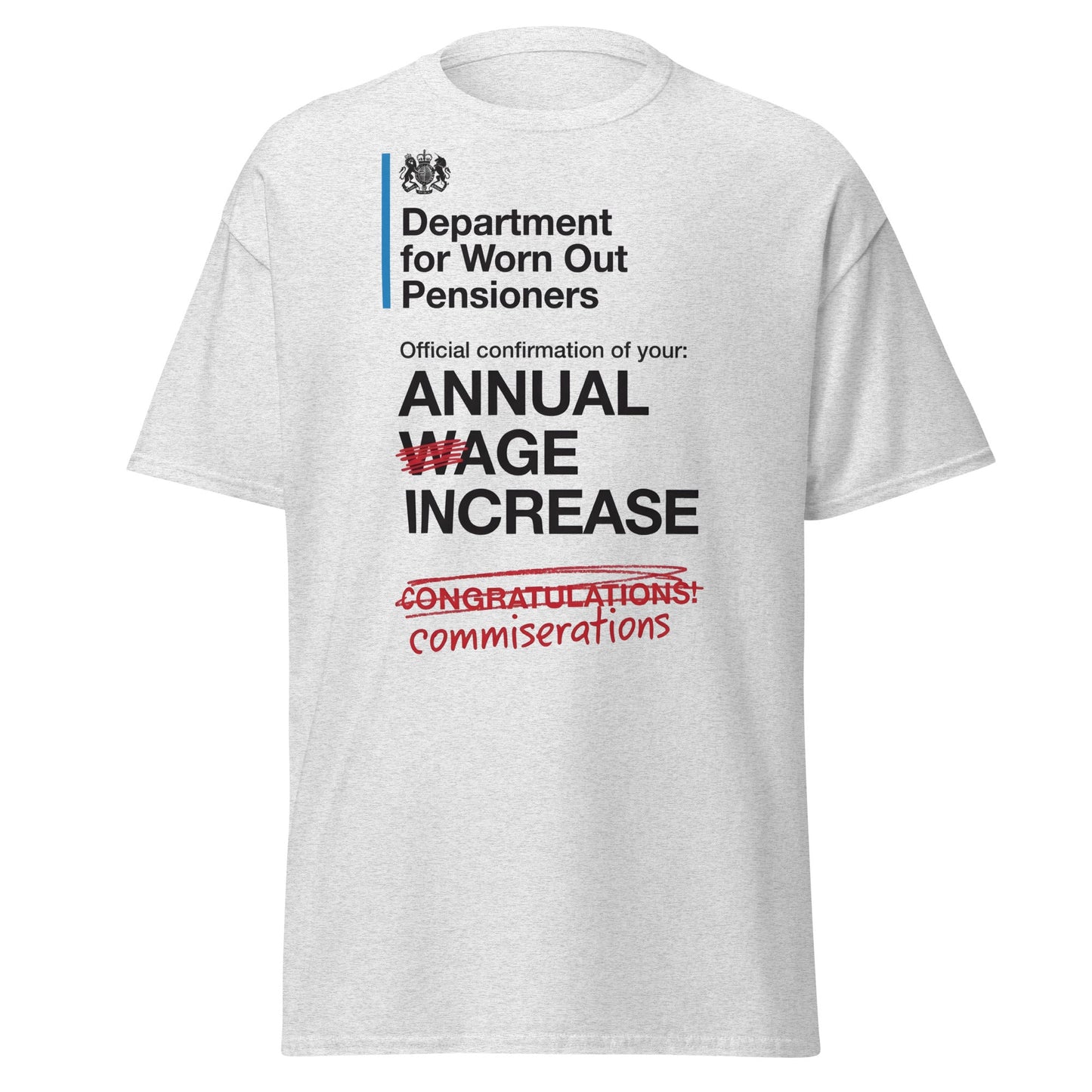 Department for Worn Out Pensioners Funny T-Shirt - Ash - T-Shirts Online