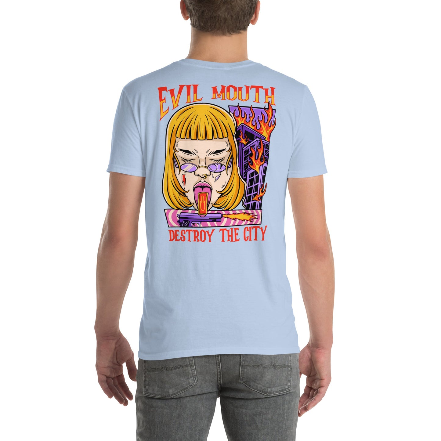 Destroy the City T-Shirt | Streetwear Tee - Light Blue - T-Shirts Online
