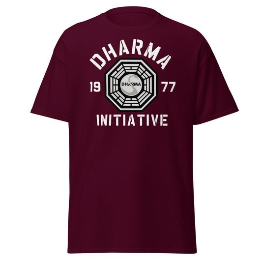 Dharma Initiative 1977 Swan Station T-Shirt | Lost TV Fan - Maroon - T-Shirts Online