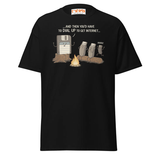 Dial - Up Campfire Story T-Shirt – Funny Tech Nerd Tee - Black - T-Shirts Online