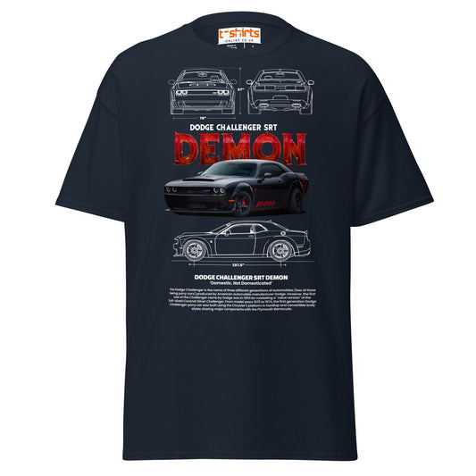 Dodge Challenger SRT Demon T-Shirt | Muscle Car Tee - Navy - T-Shirts Online