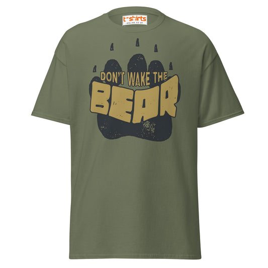Don’t Wake The Bear T-Shirt | Funny Lazy Mood Tee - Military Green - T-Shirts Online