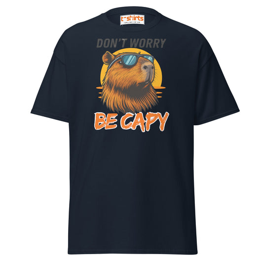 Don't Worry Be Capy T-Shirt - Navy - T-Shirts Online