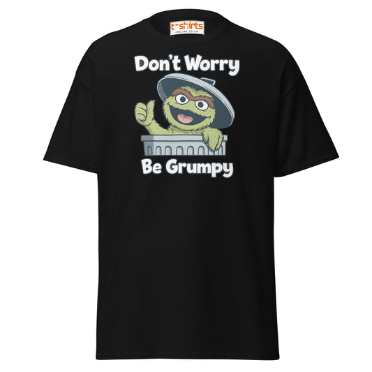 Don’t Worry Be Grumpy T-Shirt – Funny Cartoon Tee - Black - T-Shirts Online