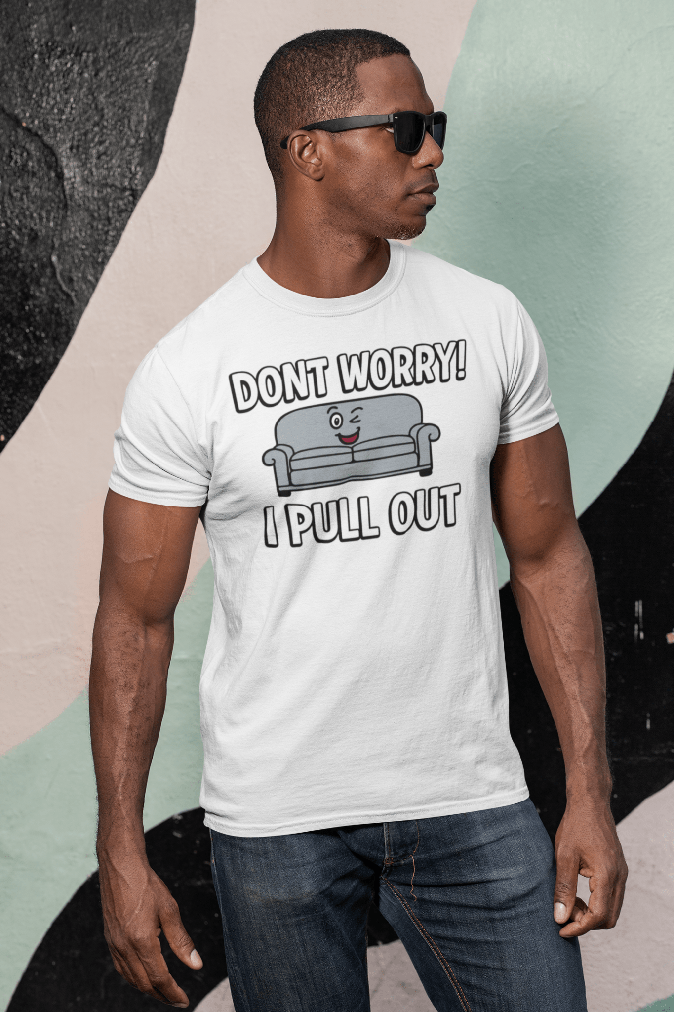 Don't Worry I Pull Out T-Shirt | Funny Couch Pun Tee - Black - T-Shirts Online