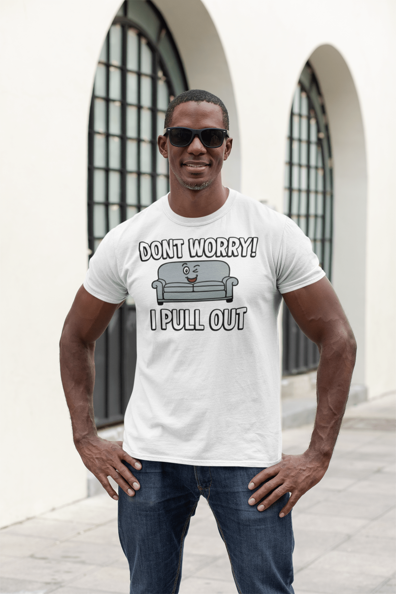 Don't Worry I Pull Out T-Shirt | Funny Couch Pun Tee - Maroon - T-Shirts Online