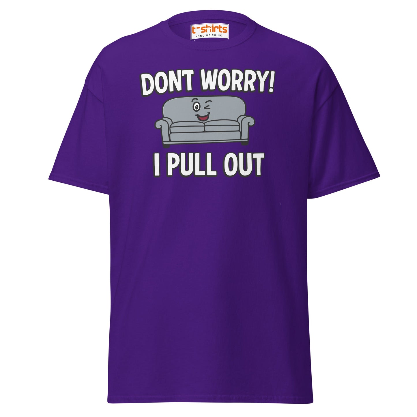 Don't Worry I Pull Out T-Shirt | Funny Couch Pun Tee - Purple - T-Shirts Online