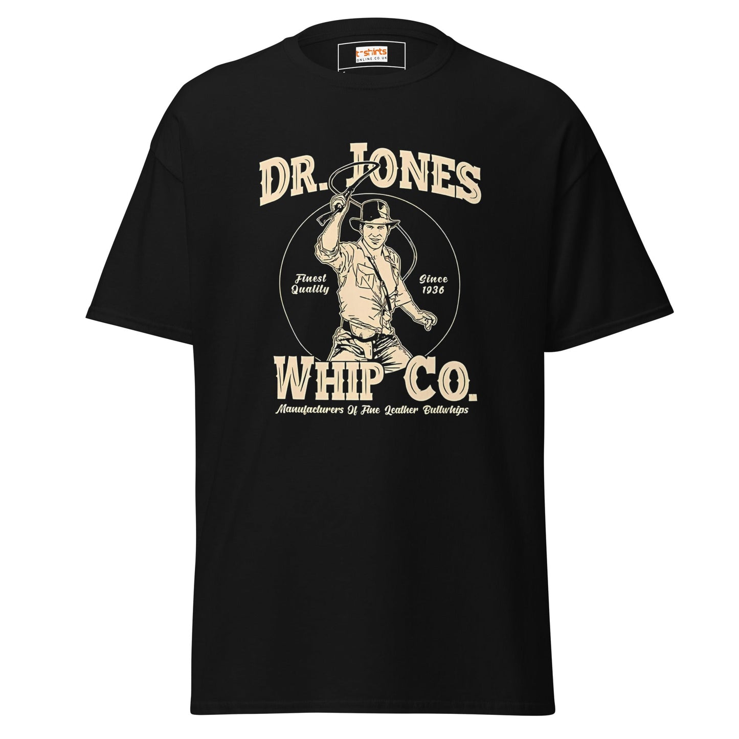 Dr Jones Whip Co | 80's Movie T-Shirt - Black - T-Shirts Online