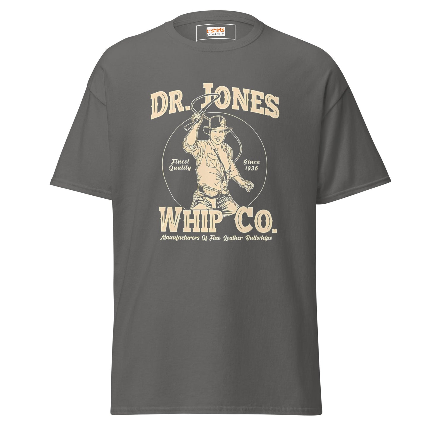 Dr Jones Whip Co | 80's Movie T-Shirt - Charcoal - T-Shirts Online
