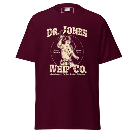 Dr Jones Whip Co | 80's Movie T-Shirt - Maroon - T-Shirts Online