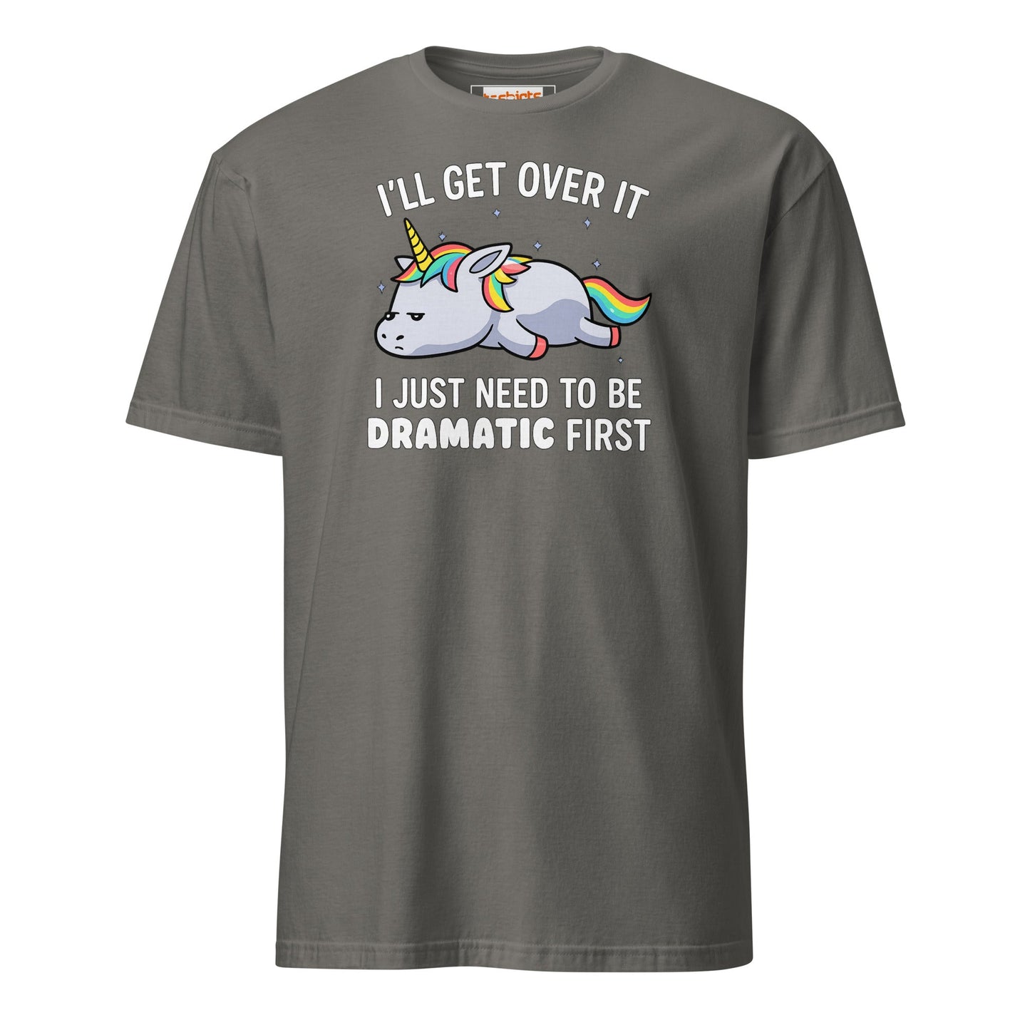 Dramatic Unicorn T-Shirt | I'll Get Over It Funny Tee - Charcoal - T-Shirts Online