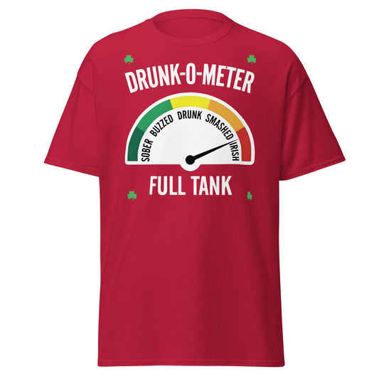 Drunk - O - Meter Irish T-Shirt - Funny St. Patrick's Day Tee - Cardinal - T-Shirts Online