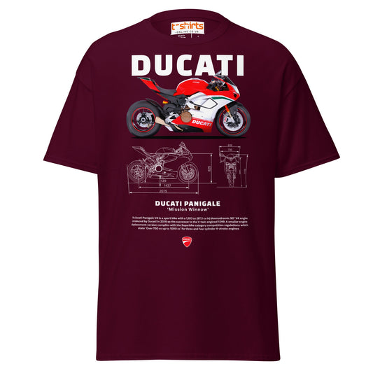 Ducati Panigale V4 T-Shirt | Superbike Blueprint Tee - Maroon - T-Shirts Online