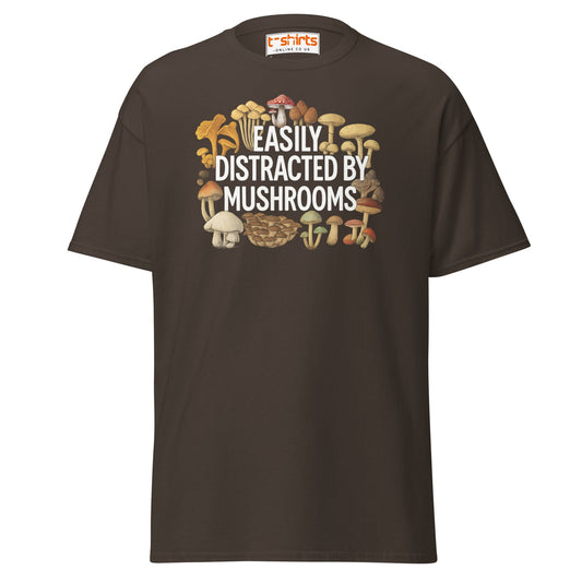 Easily Distracted By Mushrooms T-Shirt - Dark Chocolate - T-Shirts Online