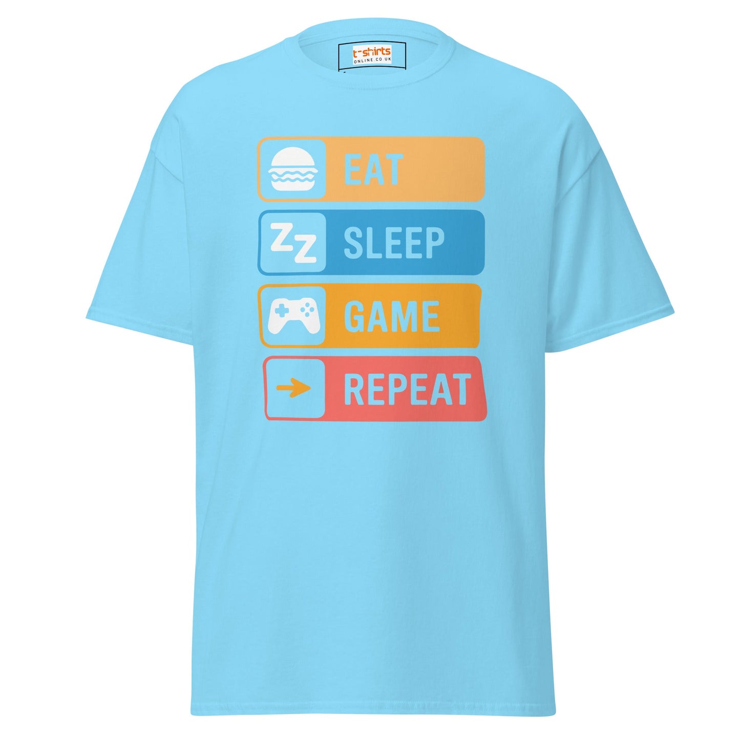 Eat Sleep Game | Gaming T-Shirt - Sky - T-Shirts Online
