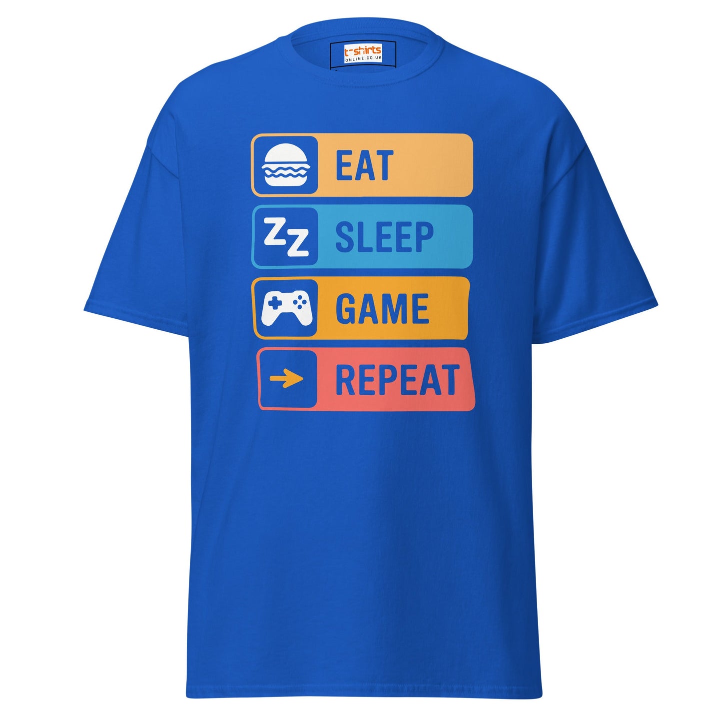 Eat Sleep Game | Gaming T-Shirt - Royal - T-Shirts Online