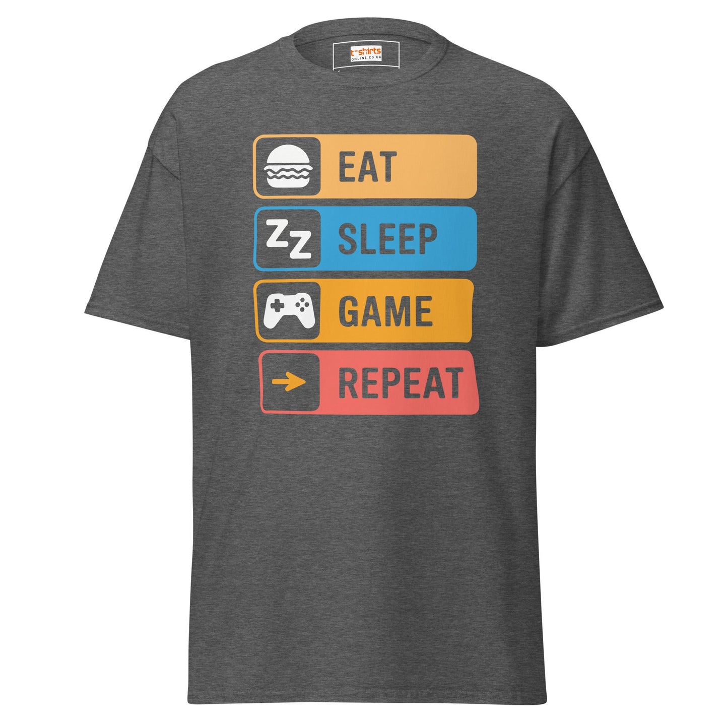 Eat Sleep Game | Gaming T-Shirt - Dark Heather - T-Shirts Online