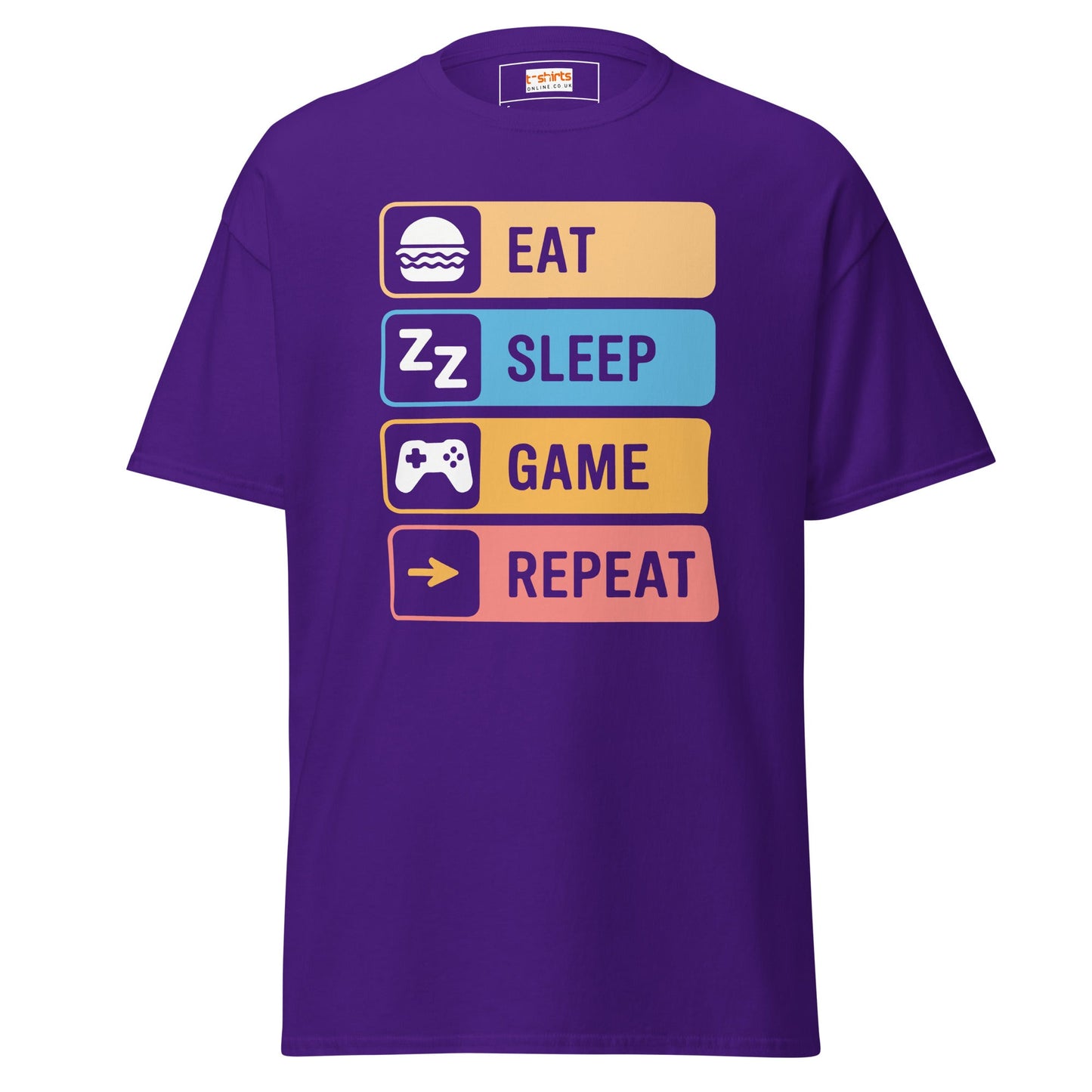 Eat Sleep Game | Gaming T-Shirt - Purple - T-Shirts Online