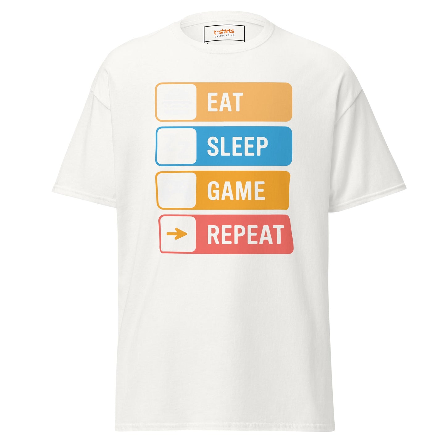 Eat Sleep Game | Gaming T-Shirt - White - T-Shirts Online