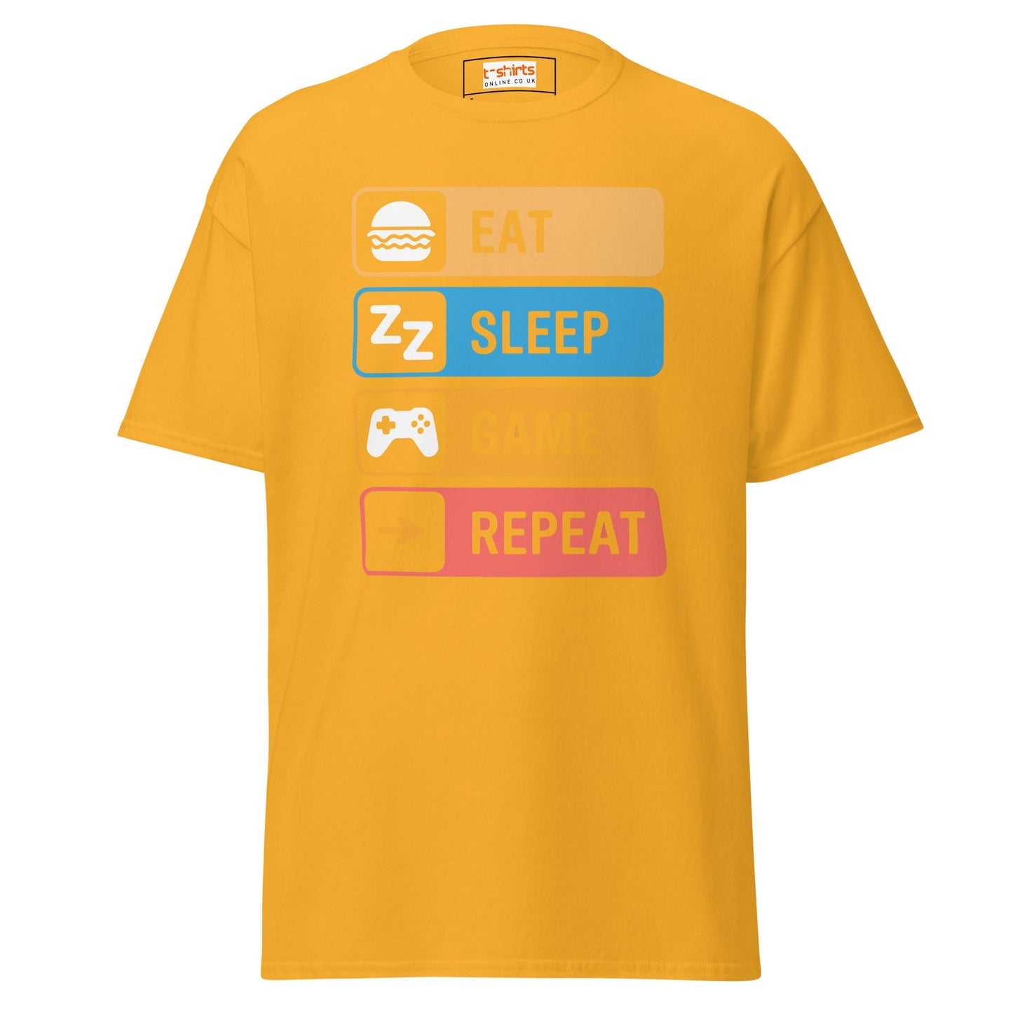 Eat Sleep Game | Gaming T-Shirt - Gold - T-Shirts Online